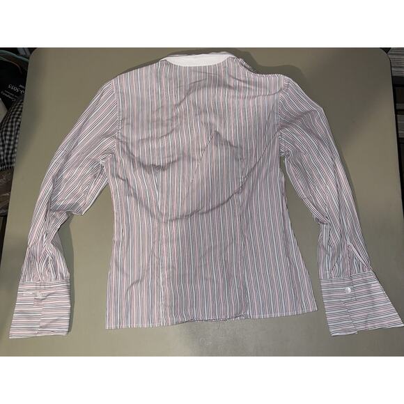 Talbots Petites Women’s Button Up Long Sleeve Size 2 White W/Multicolor Stripes - Picture 6 of 6